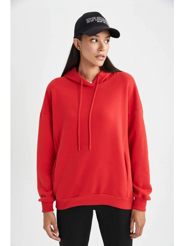 DeFacto Oversize Fit Kapüşonlu Kalın Sweatshirt A4445AX23AU