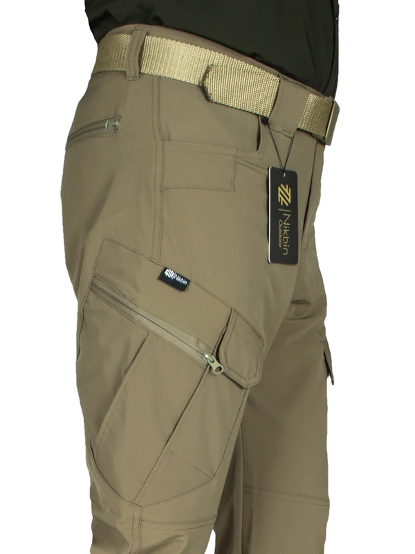 Nikbin Tactical Taktik Pantolon Outdoor  Cep Esnek ve Hafif Malzeme Likrali (Mevsimlik)-Bej