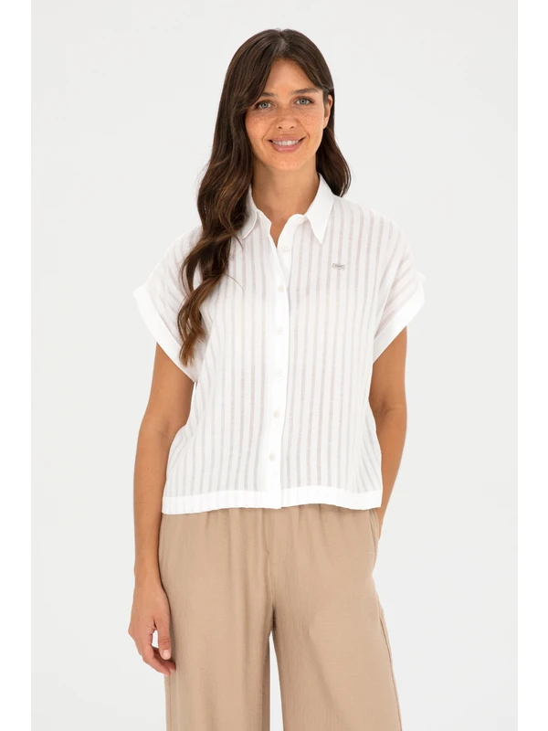 U.S. Polo Assn. Kadın Beyaz Gömlek Kısa Kollu 50289148-VR013