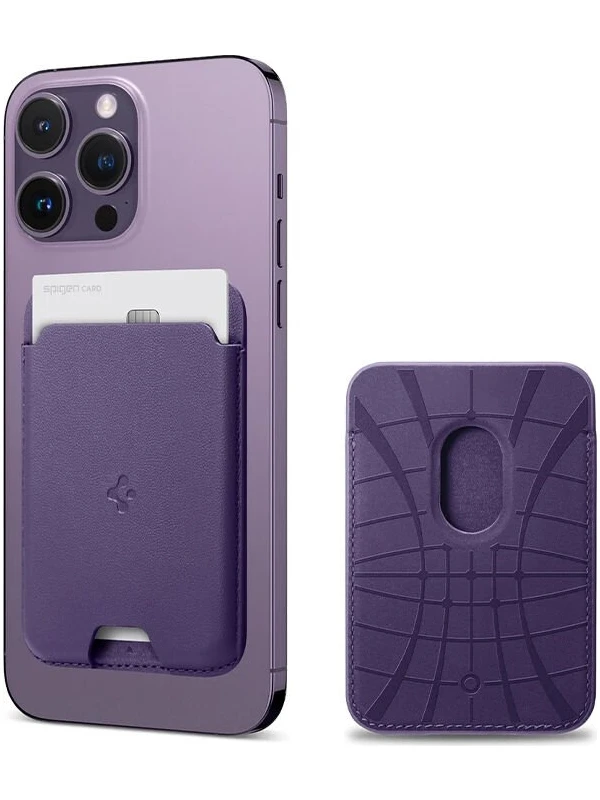 Spigen MagFit iPhone için MagSafe özellikli Kartlı Manyetik Cüzdan Valentinus Purple - AFA06267