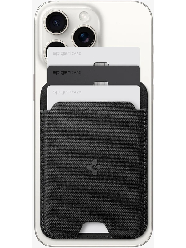Spigen MagFit iPhone için MagSafe özellikli 3 Kartlı Manyetik Cüzdan Urban Fit Wallet Black - AFA07402