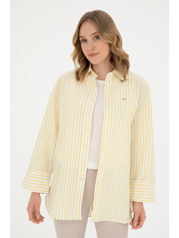 U.S. Polo Assn. Kadın Sarı Gömlek Desenli 50289131-VR044