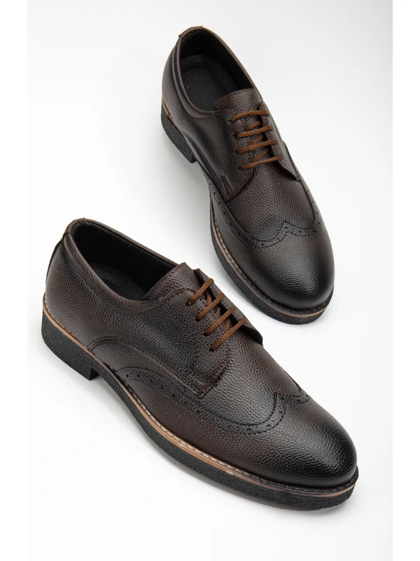 By Oxford Erkek Koyu Kahverengi Günlük Ortopedik Dikişli Taban Rahat Garantili Klasik Ayakkabı