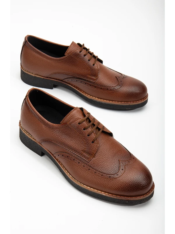 By Oxford Erkek Koyu Kahverengi Günlük Ortopedik Dikişli Taban Rahat Garantili Klasik Ayakkabı