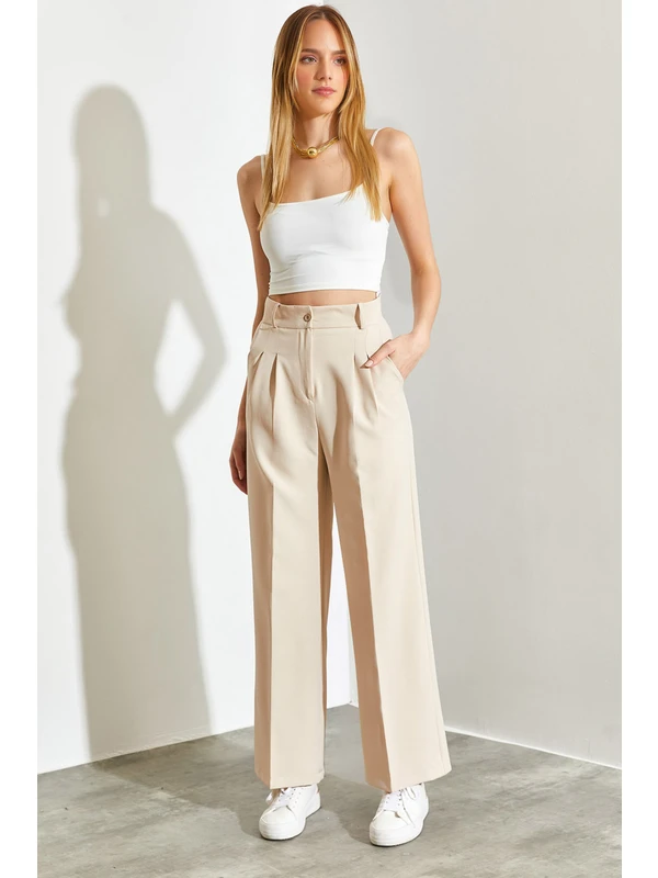 Shade Kadın Tam Yüksek Bel Double Kumaş Çift Çimalı Pantolon