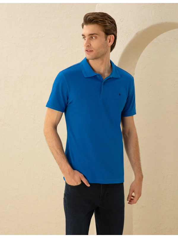 Pierre Cardin Erkek Saks Slim Fit Basic Tişört 50291625-VR045