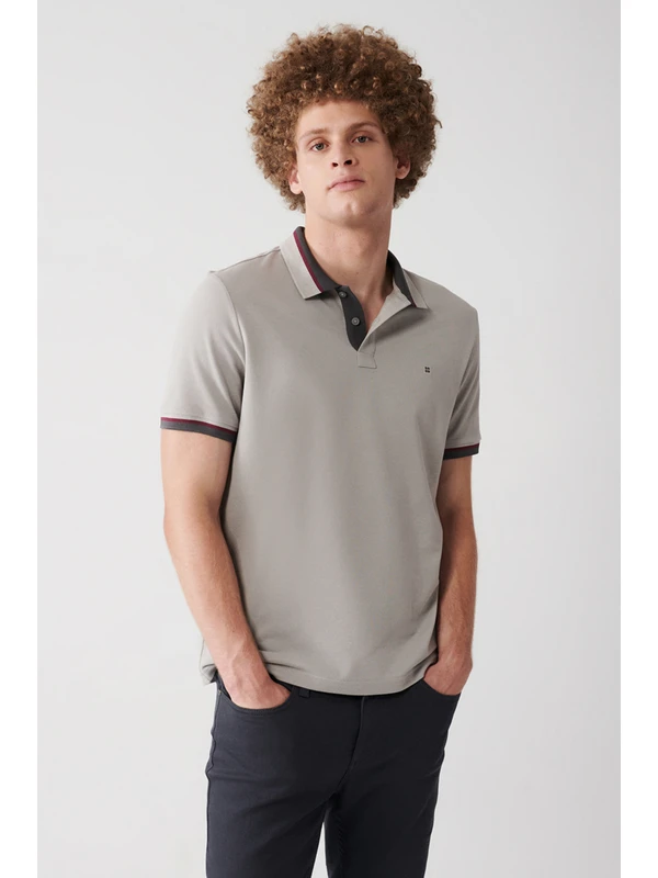 Avva Erkek Taş Yakası Çizgili %100 Pamuk Regular Fit 2 Düğmeli Polo Yaka T-shirt E001036