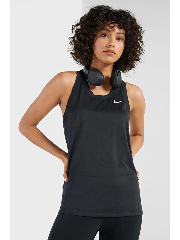 Nike Dri Fit Racerback Leg Ter Tutmayan Siyah Kadın Antrenman Atleti