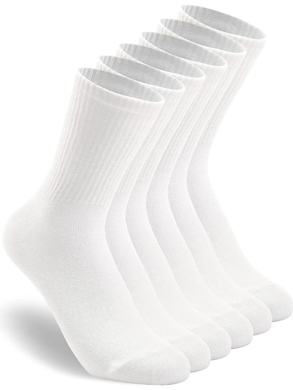 Sockingen 6 Parça Tenis Çorabı Fitilli Beyaz Unisex - Premium Kalite Tenis Çorabı Soket Boy Pamuklu Beyaz