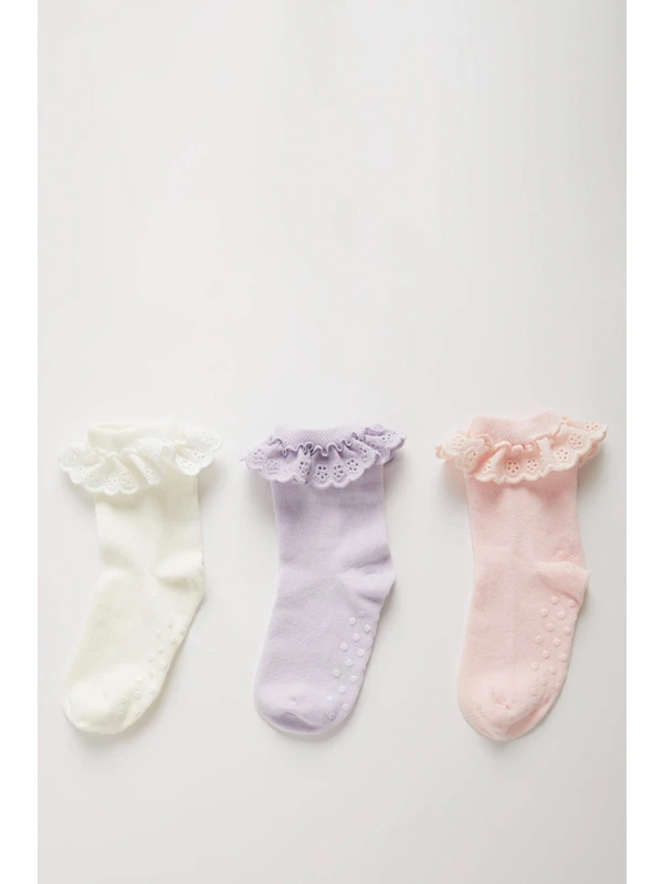 DeFacto Kız Bebek Dikişsiz 3'lü Pamuklu Uzun Çorap C4307A5NS