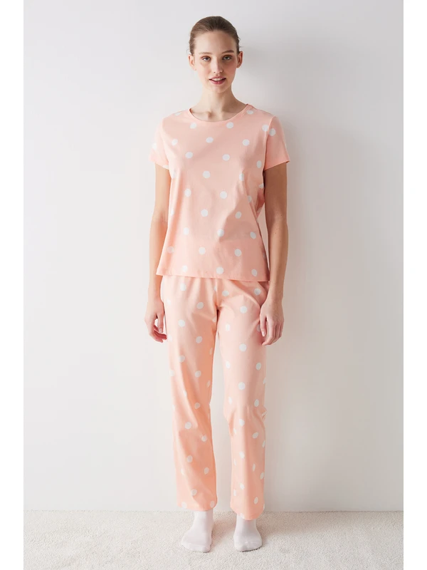 Penti Peach Dotted Pantolon Pijama Takımı