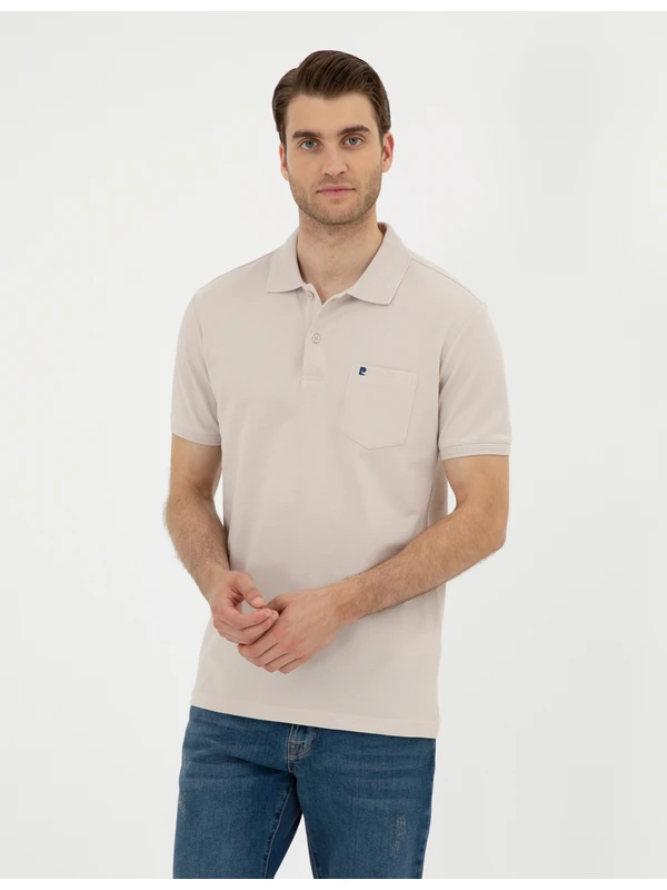 Pierre Cardin Erkek Taş Regular Fit Basic Tişört 50291576-VR049