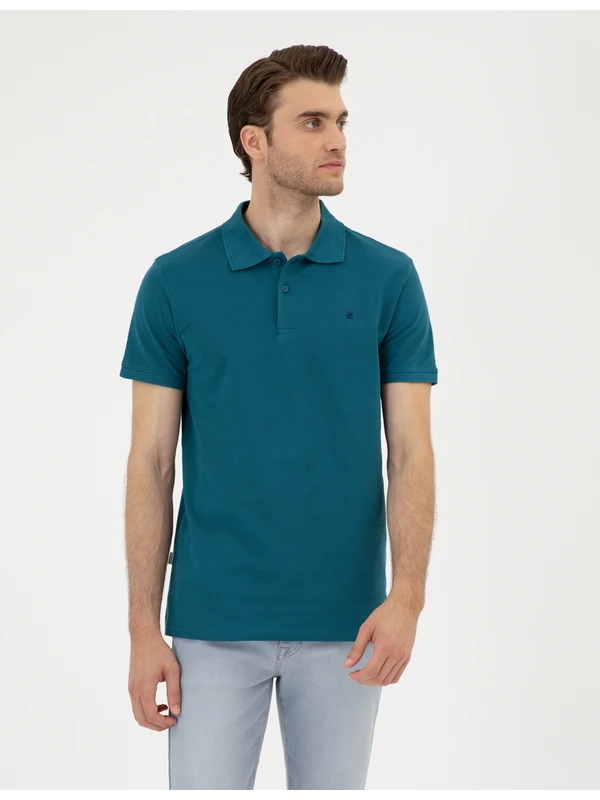 Pierre Cardin Erkek Zümrüt Slim Fit Basic Tişört 50291625-VR055