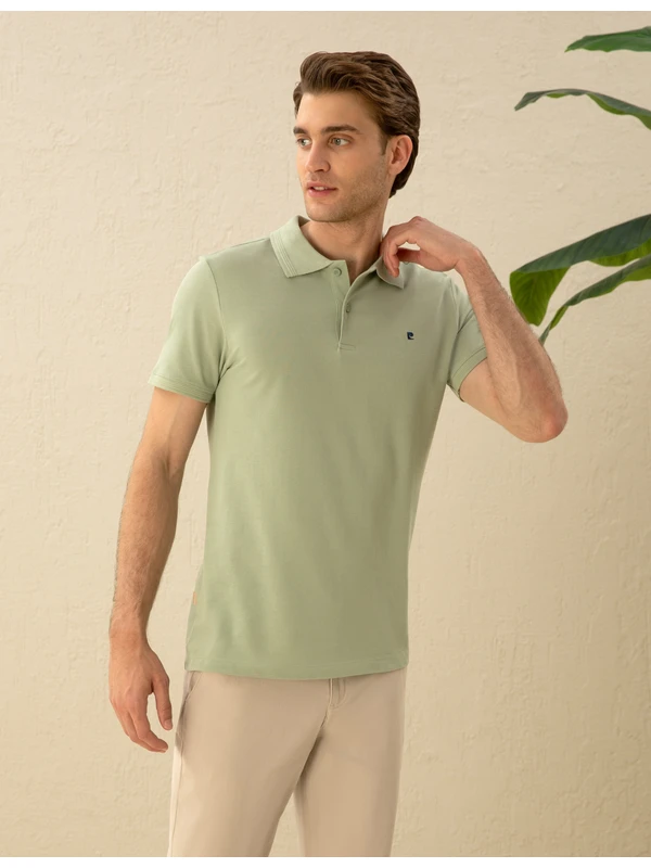 Pierre Cardin Erkek Çağla Yeşili Slim Fit Basic Tişört 50291625-VR016