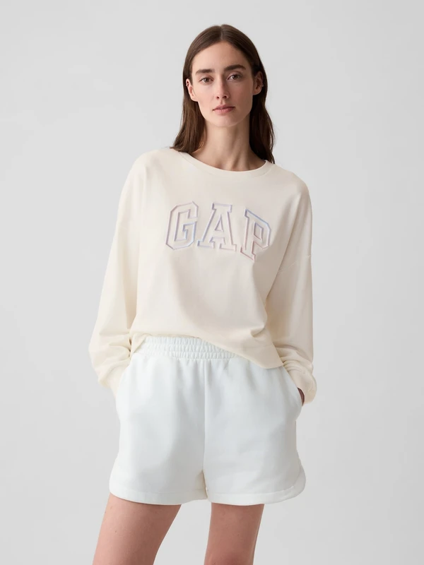 Gap Kadın Kırık Beyaz Gap Logo Fransız Havlu Kumaş Sweatshirt