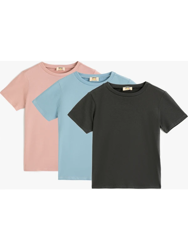 Koton 3'lü Basic Tişört Seti Kısa Kollu Çok Renkli