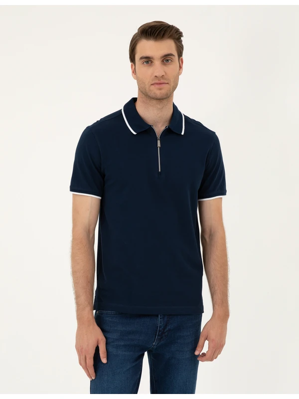 Pierre Cardin Erkek Lacivert Slim Fit Tişört 50292632-VR033