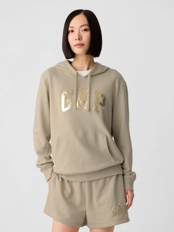 Gap Kadın Bej Relaxed Gap Logo Fransız Havlu Kumaş Sweatshirt