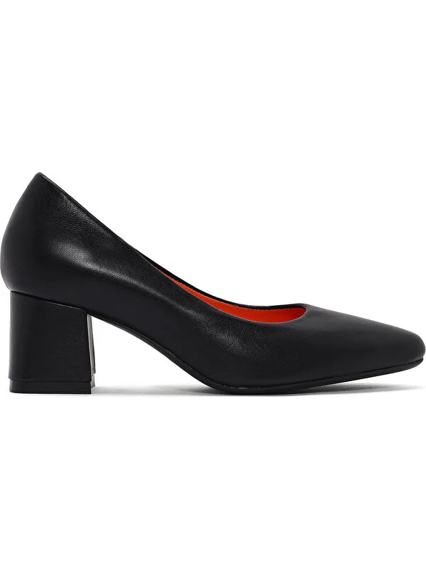 Derimod Flex Kadın Siyah Kalın Topuklu Deri Ayakkabı 24SFD405918