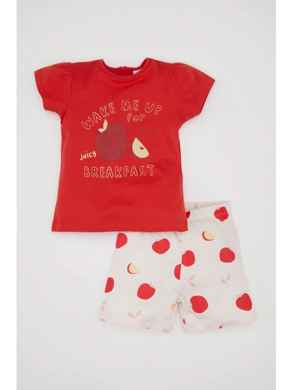 DeFacto Kız Bebek Meyve Desenli Kısa Kollu Penye Pijama Takımı C0970A524HS