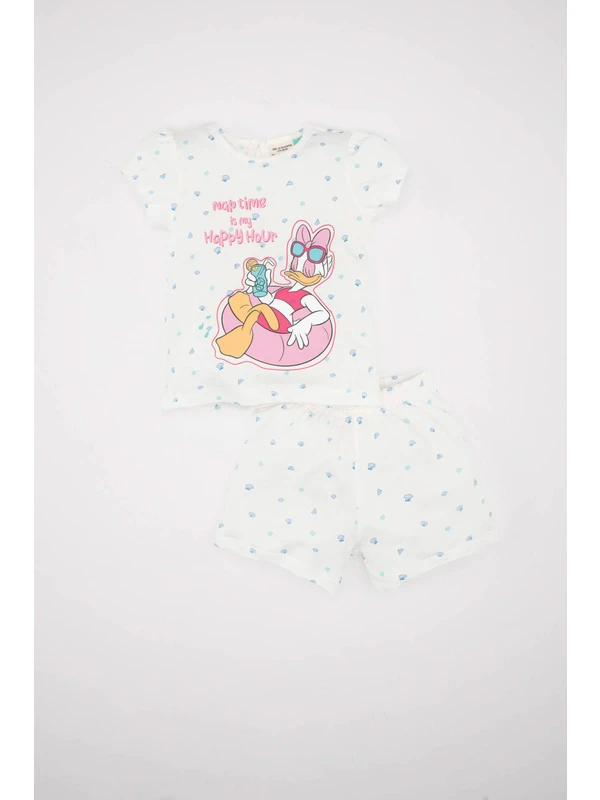 DeFacto Kız Bebek Daisy Duck Kısa Kollu Şortlu Penye Pijama Takımı C5070A524HS