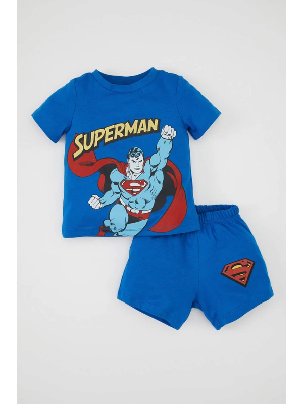 DeFacto Erkek Bebek Superman Kısa Kollu Penye Pijama Takımı C5204A524HS