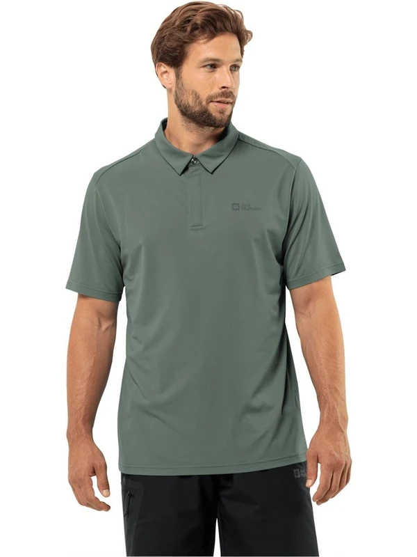 Jack Wolfskin Delgami Polo M Erkek Yeşil Polo T-Shirt