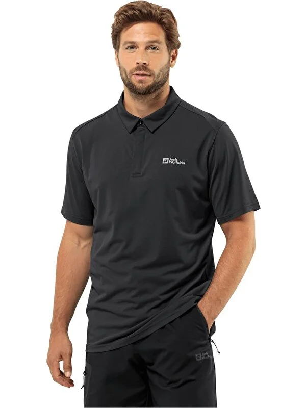 Jack Wolfskin Delgami Polo M Erkek Siyah Polo T-Shirt