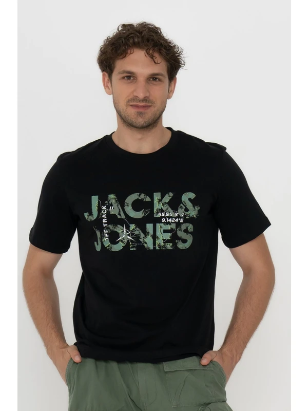 Jack & Jones Bisiklet Yaka Logo Baskili Tisört-12215700