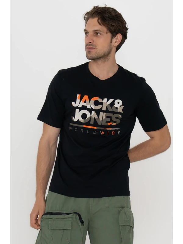 Jack & Jones Erkek Logo Baskili Kisa Kollu Tisört - Luke