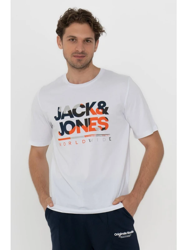 Jack & Jones Erkek Logo Baskili Kisa Kollu Tisört - Luke