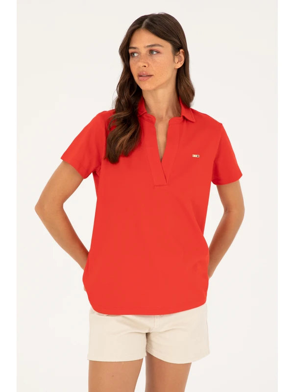 U.S. Polo Assn. Kadın Kırmızı Tişört Basic 50285853-VR030