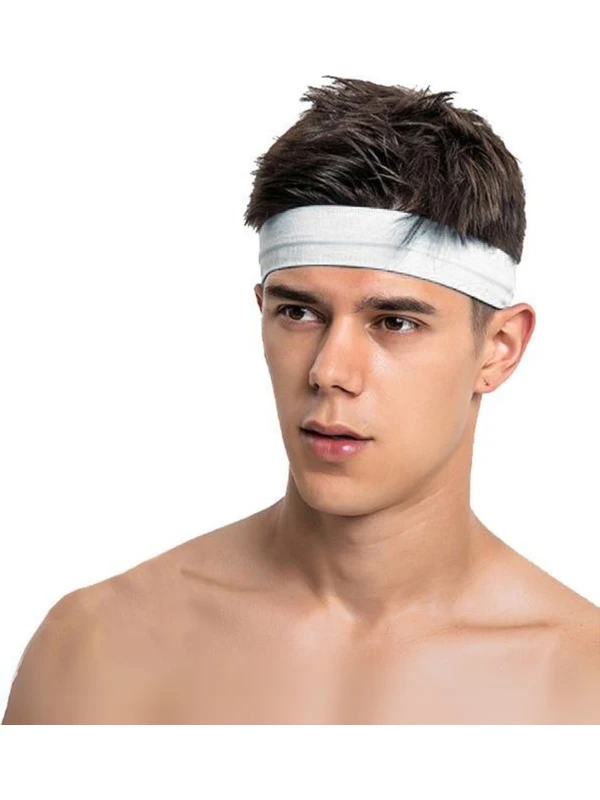 Salvia Dione Erkek Spor Saç Bandı Sporcu Kafa Bandı Headband Tenis Gym Ter Bantı Spor Fitness Saç Bantları Beyaz