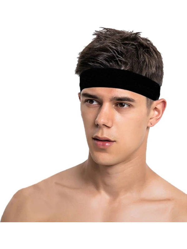 Salvia Dione Erkek Spor Saç Bandı Sporcu Kafa Bandı Headband Tenis Gym Ter Bantı Spor Fitness Saç Bantları Siyah