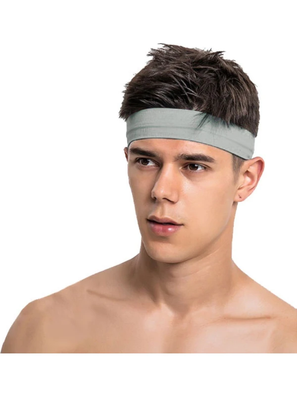 Salvia Dione Erkek Spor Saç Bandı Sporcu Kafa Bandı Headband Tenis Gym Ter Bantı Spor Fitness Saç Bantları Gri