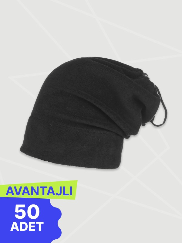 ACR Giyim Siyah Polar Bere ve Boyunluk - 50'li Paket | Soğuk Havalara Özel Termal Koruma