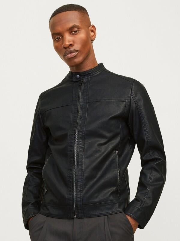 Jack & Jones Jjwarner Erkek Pu Deri Mont Siyah 12182461 V6 görsel 3