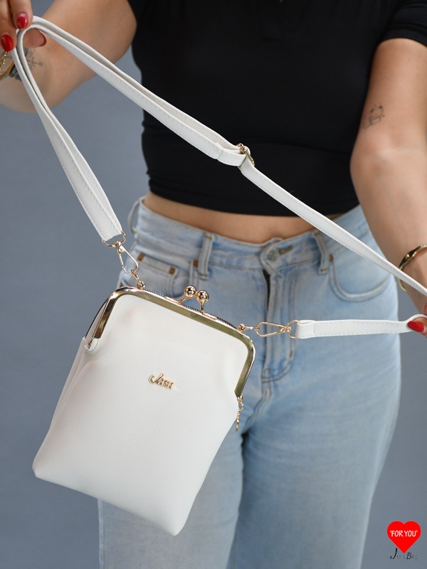 Jara Bag Paris 3 Bölmeli Su Geçirmez Beyaz Deri Çapraz Askılı Cüzdan Çanta Modern Koleksiyon görsel 4