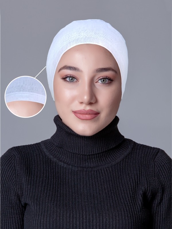 Nanak Beyaz Tülbent Kaymayan Bone görsel 3