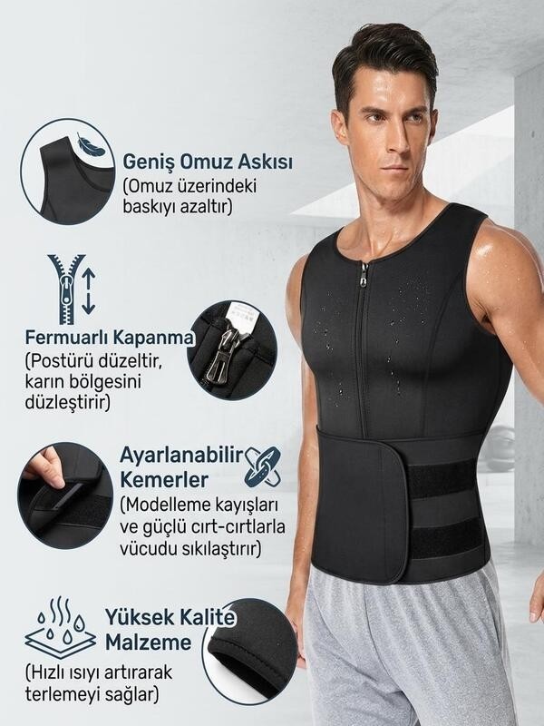 Ankaflex Premium Neopren Erkek Vücut Şekillendirici Korse Terleme Sporcu Sauna Korse görsel 4