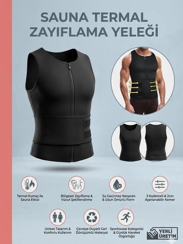Ankaflex Premium Neopren Erkek Vücut Şekillendirici Korse Terleme Sporcu Sauna Korse görsel 5
