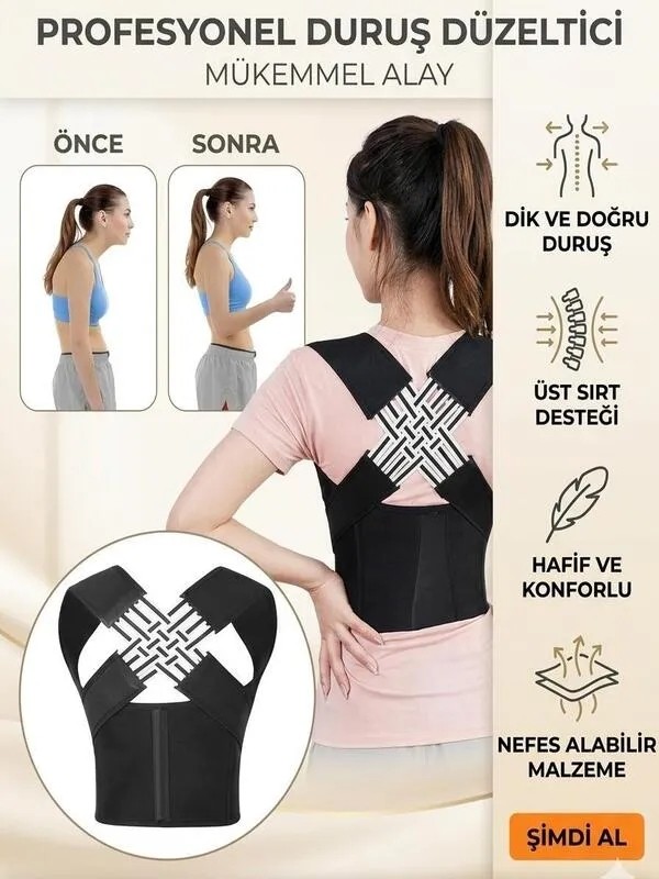 Ankaflex Hamile Dik Durma Korsesi Sırt Omurilik Postür Düzeltici Duruş Düzeltici Kambur Omuz Korsesi görsel 2