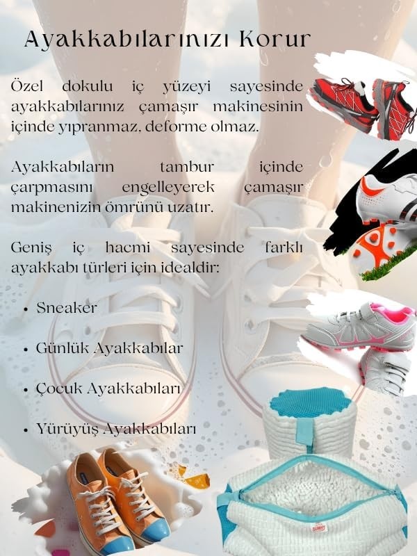 Çok Amaçlı Xl Büyük Boy Ayakkabı Yıkama Çantası Yıkama Torbası Fileli-Geliştirilmiş Kal görsel 5