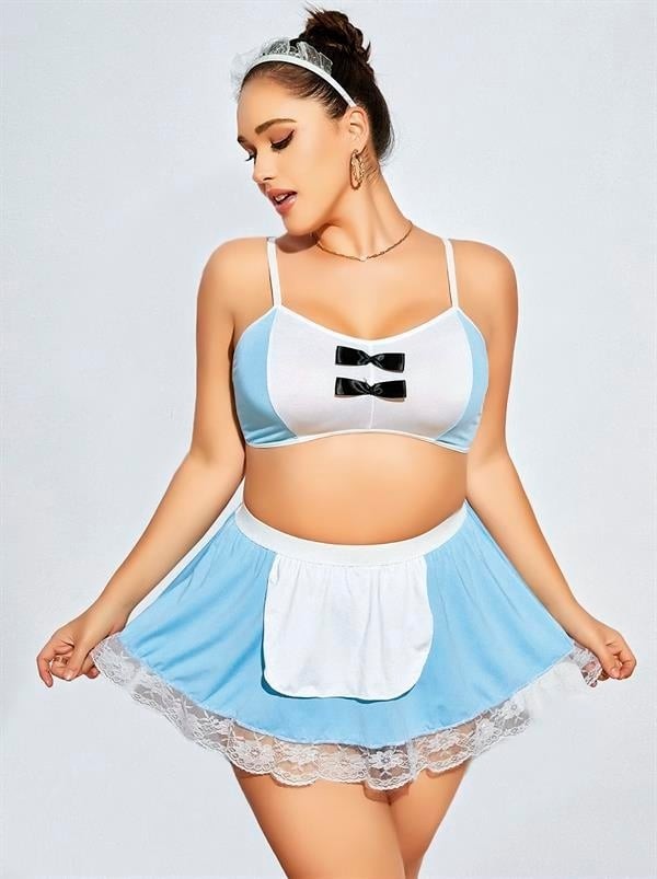 Aria's Closet Arias Closet Mini Etekli Büyük Beden Fantezi Hizmetçi Kostümü