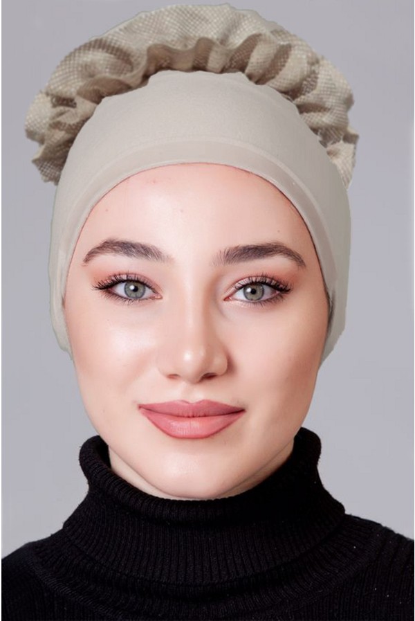 Nanak Siyah Likralı Fırfırlı Kaymayan Bone görsel 3