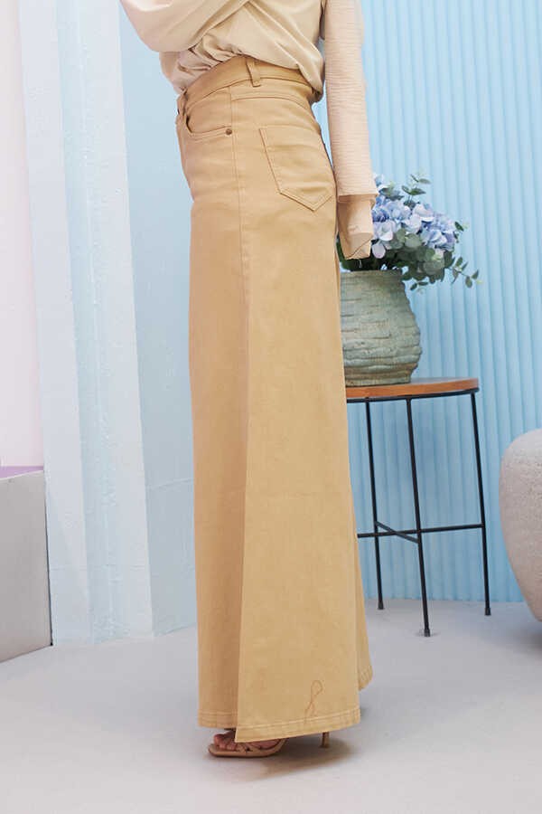 Neways 1162-PARÇA Boyalı Denim Pantolon Bej görsel 3