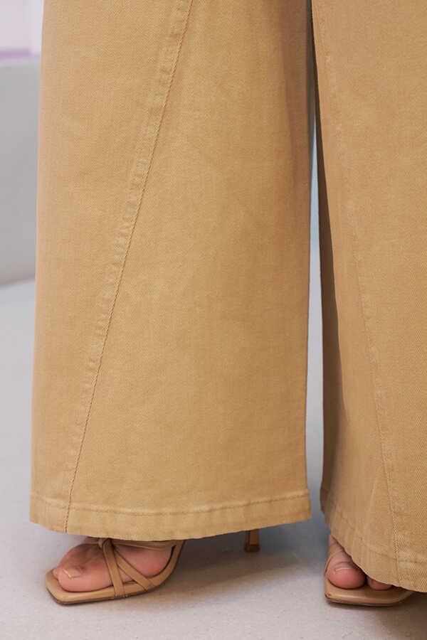 Neways 1162-PARÇA Boyalı Denim Pantolon Bej görsel 5