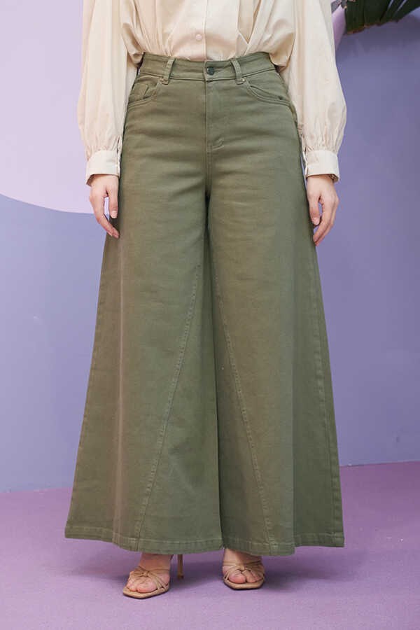 Neways 1162-PARÇA Boyalı Denim Pantolon Haki görsel 2