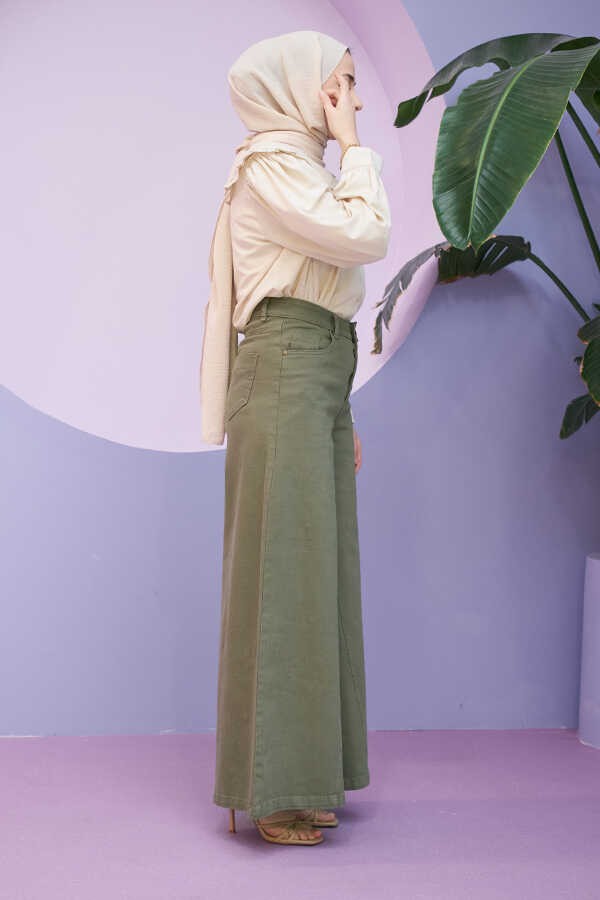 Neways 1162-PARÇA Boyalı Denim Pantolon Haki görsel 3