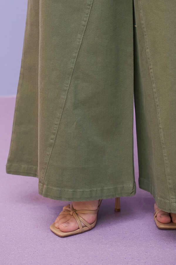 Neways 1162-PARÇA Boyalı Denim Pantolon Haki görsel 4